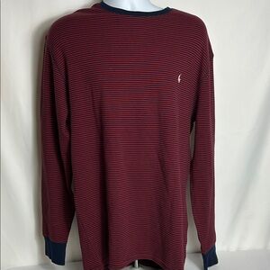 Polo Ralph Lauren Men’s Size XL TG Red Black Striped Long Sleeve Thermal Shirt
